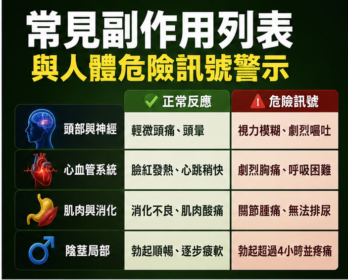 常見犀利士副作用列表與「人體危險訊號」警示