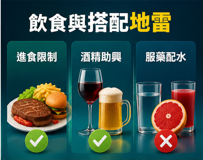 🍽️ 飲食與搭配地雷：服藥時的標準細節指導